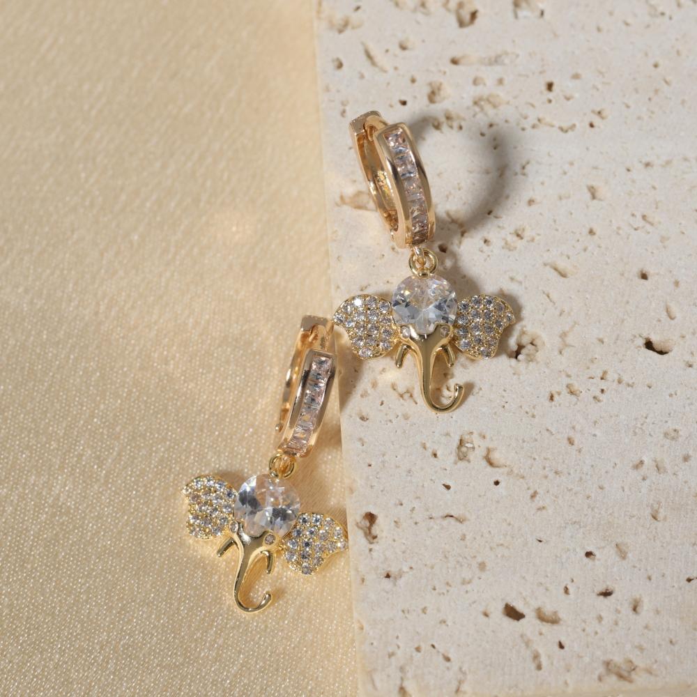 1 пара модных серег-подвесок в виде слонов для женщин, серьги с цирконами, ювелирные украшения, аксессуары для свадебной вечеринки