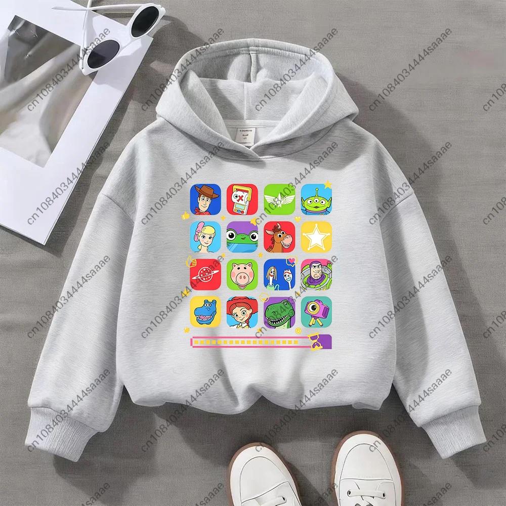 Cute Cartoon Toy Story Kids Hoodie, Boys Girls Fashion Long Sleeve Hooded Sweatshirt, Children Casual Daily Autumn Pullover Tops