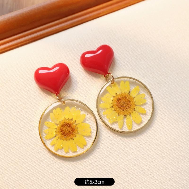 Нишевый дизайн ретро серьги-пусеты с сухоцветами красивые серьги с бессмертником женские серьги в отпускном стиле летние