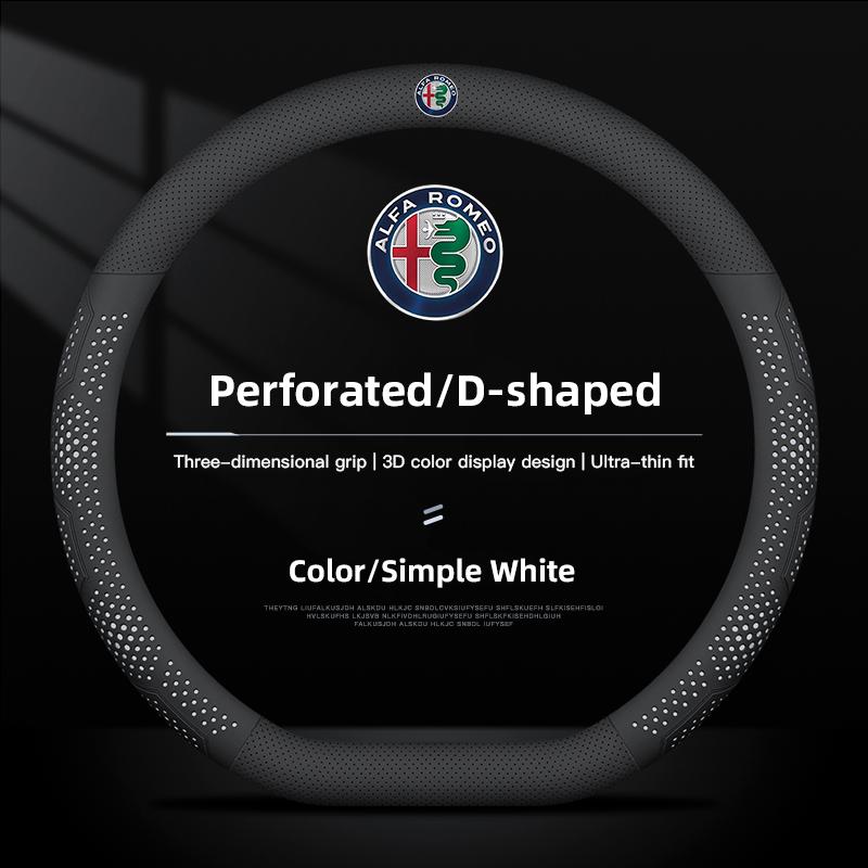 Car Styling Leather Steering Wheel Cover Auto Accessorie For Alfa Romeo 4C 159 166 Spider Giulia Giulietta 156 Mito 147 8C GT