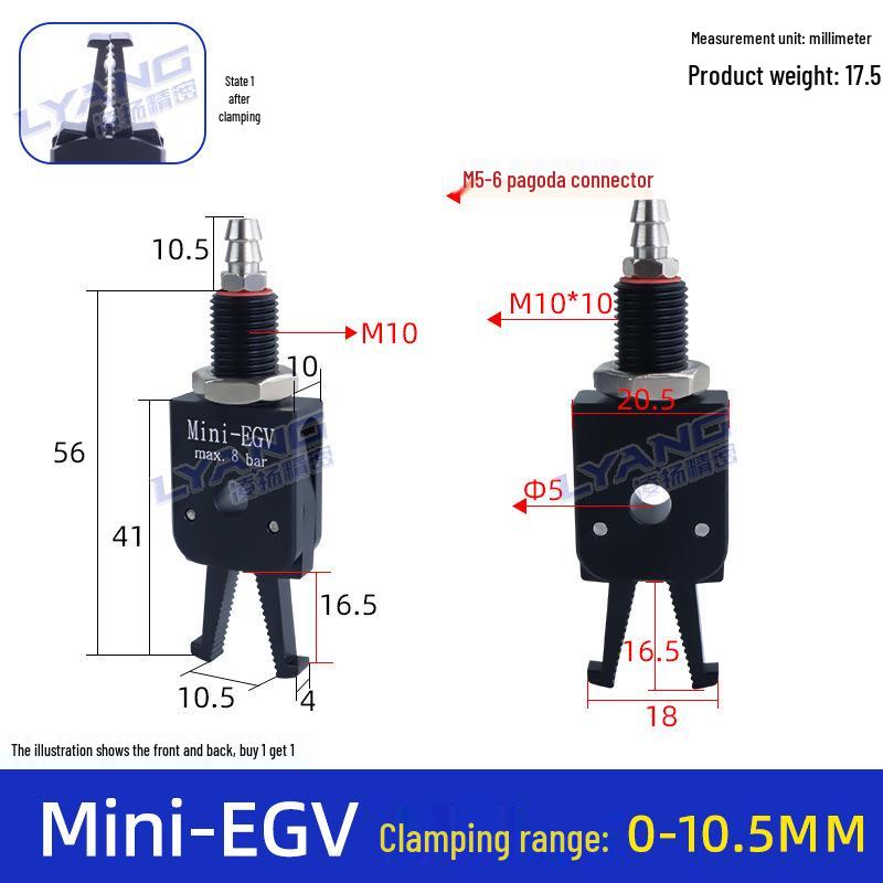 Pneumatic Mini Grippers: A/B/C/E Robot Arm Clamps for Injection Molding (J1060/J1080).