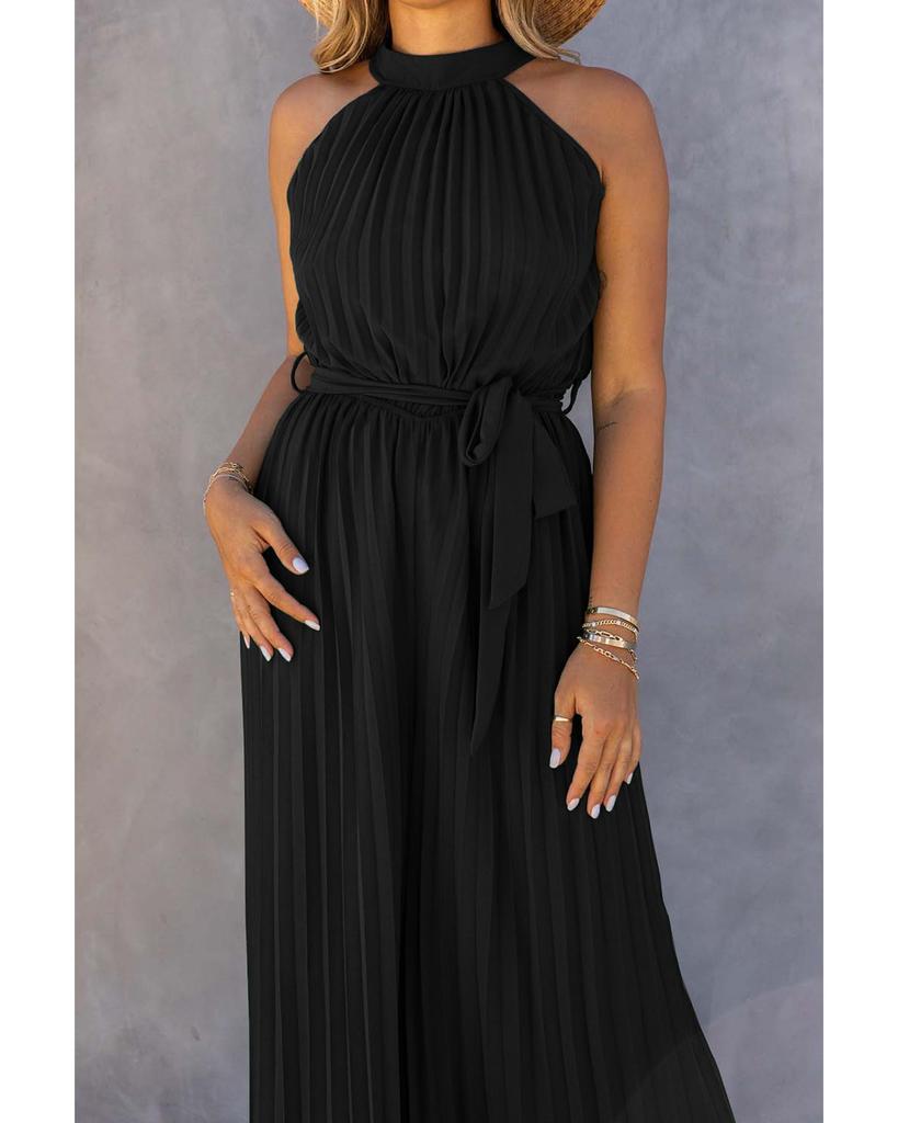 Azura Exchange Плиссированный комбинезон с широкими штанинами и поясом