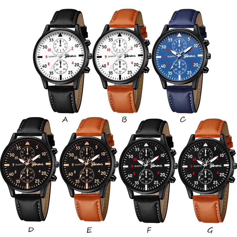 Новые повседневные роскошные мужские деловые часы GENEVA Man Sport Bracelet Quartz Wristwatch Leather Band Black Leather Fashion