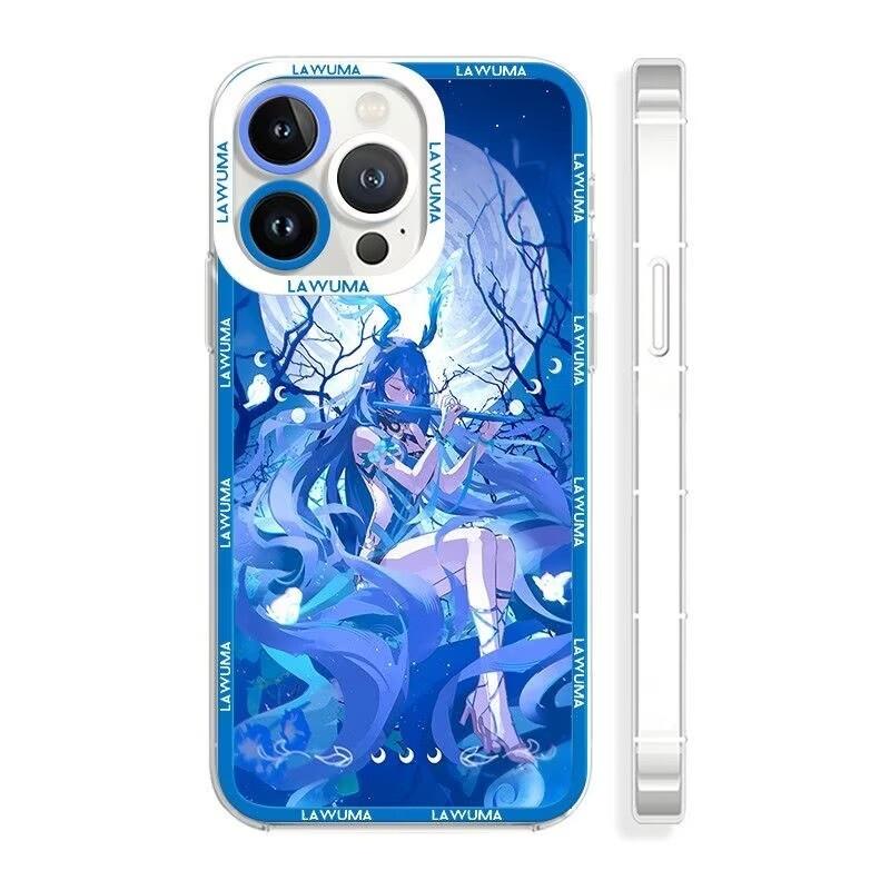 Чехол для телефона Genshin Impact Lauma Flins Columbina для IPhone 11 12 14 15 16 Pro Max Mini X XS Max 7 8 6 6S Plus Прозрачный чехол