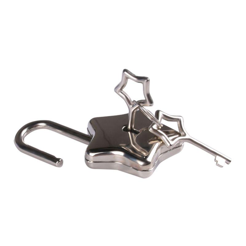 Small Metal Star Shaped Padlock Mini Lock with for Key for Jewelry Box Storage Box Diary Book