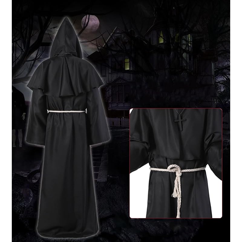 [Nestkanina] маскировка косплей маскировка костюм крест крест средневековье монах священник пастор монах одеяние длинный капюшон вечеринка хэллоуин культурный фестиваль сцена
