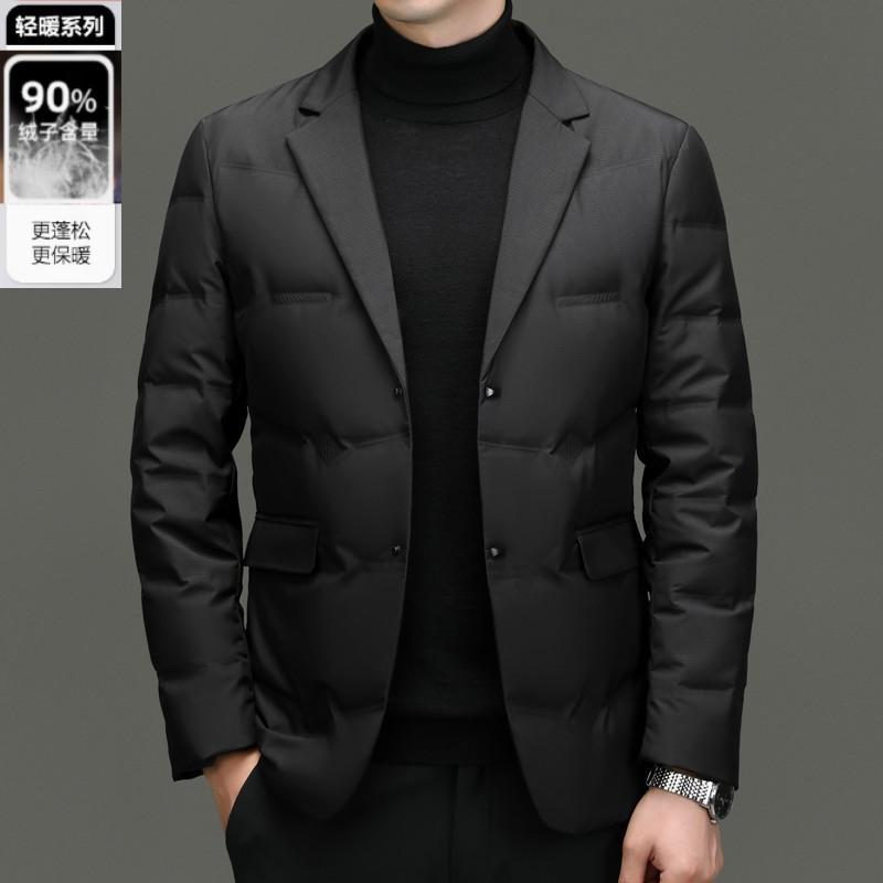 Mens Detachable Scarf Down Blazer Jacket 85% Duck 550 Fill Power Warm Business Casual Outerwear
