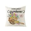 Spring Floral Throw Pillow Cover Polyester Printed Sofa Cushion Cover Blue Truck Bedroom Cushion Cover