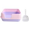 Cat Litter Box Extra Large Semi Enclosed Splash Proof Safe Removable Kitty Litter Pan with Scoop