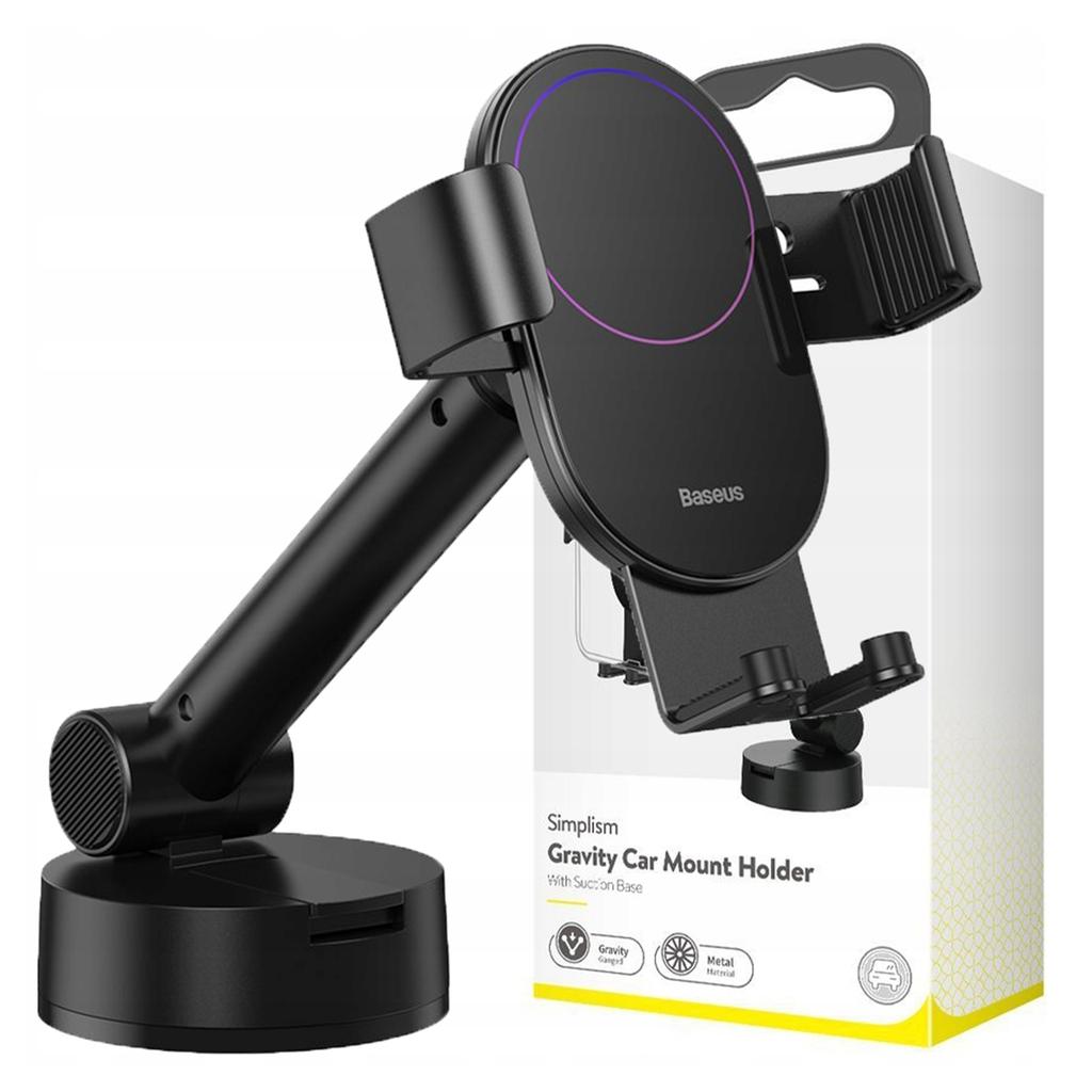 Uchwyt Samochodowy Grawitacyjny Do Telefonu Baseus Simpslism Z Przyssawką (Czarny)