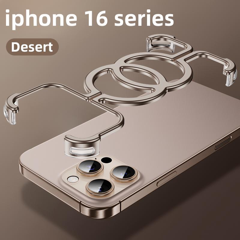 Чехол для телефона из сплава Bare Metal Feel для iPhone 14 15 16 Pro Max, металлический безрамный чехол для рассеивания тепла для iPhone 16 Promax