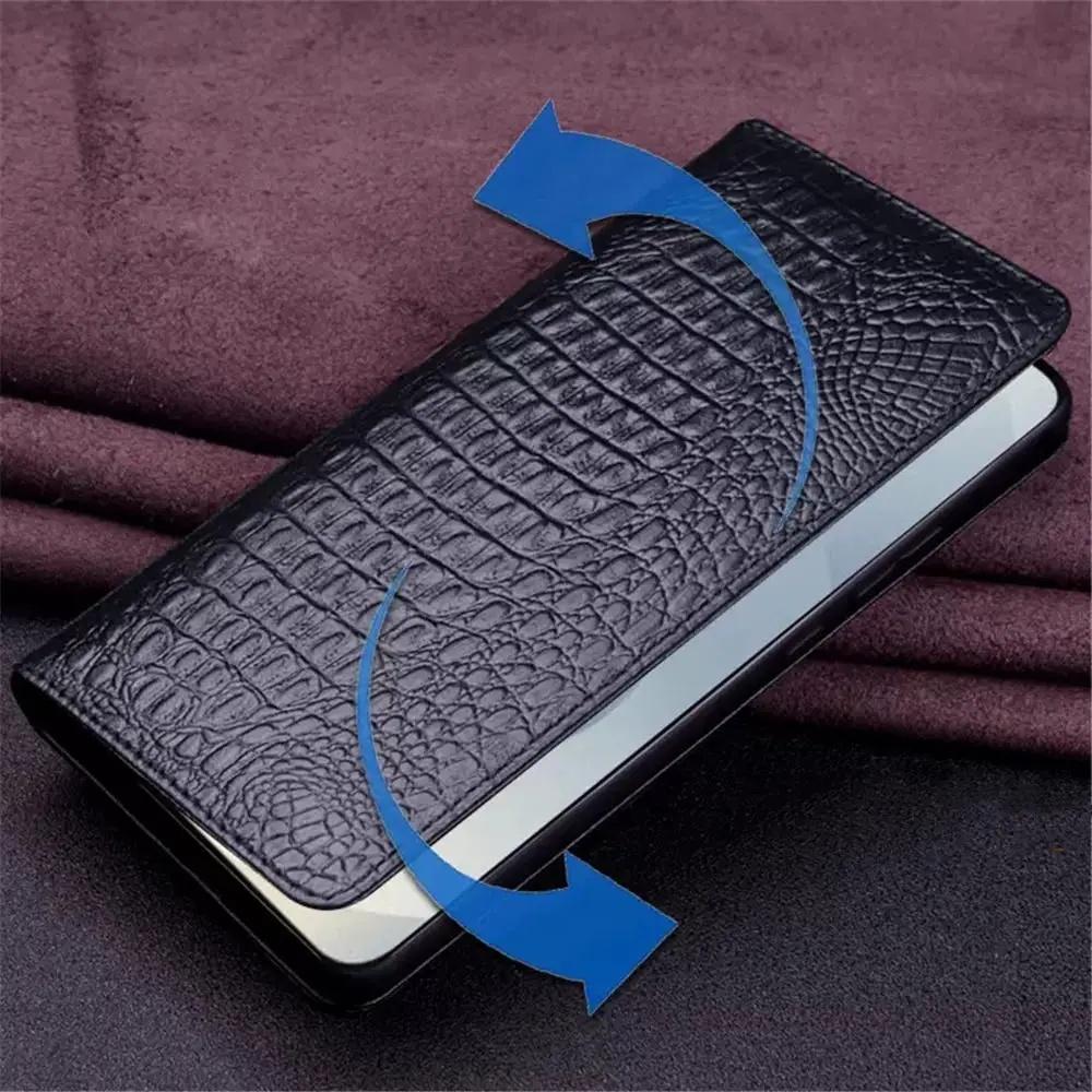 100% Натуральная Кожа Магнитный Флип-Чехол Для Samsung Galaxy S24 S25 S24+ S25+ Plus Ultra Кожа Крокодила Задняя Панель Полное Покрытие