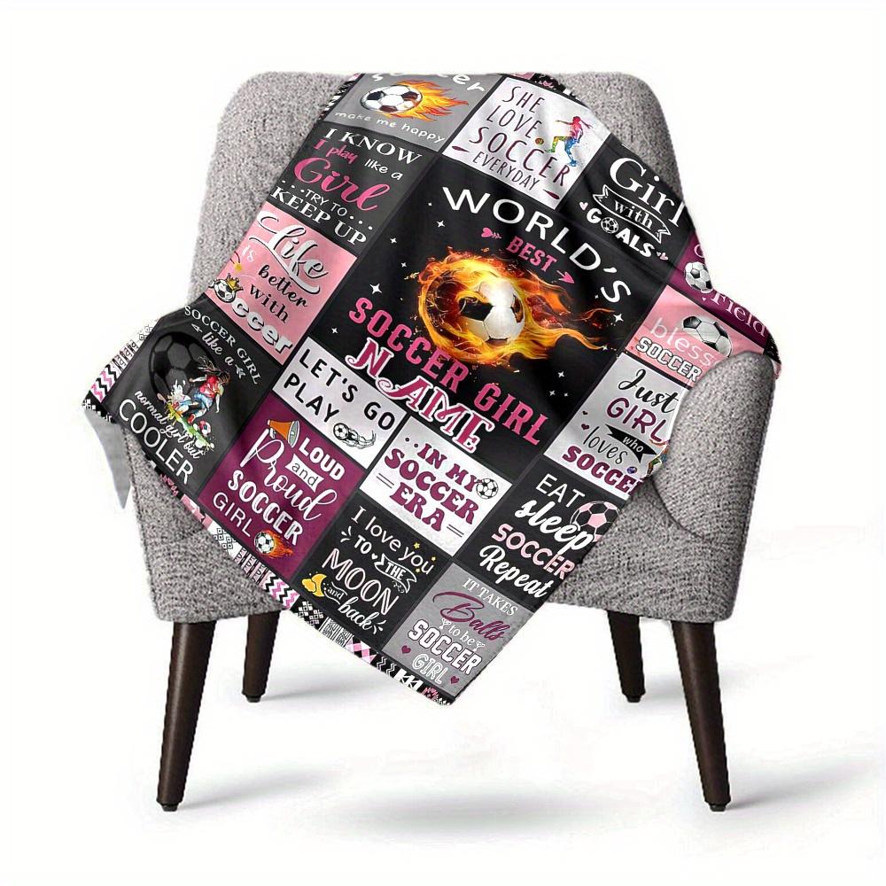 Home Soccer Girl Blanket Fashion Home Decor Gift For Her Him Soccer Lover Used For Chair Office Sofa Bed Camping Soft And Warm Suitable As Birthday