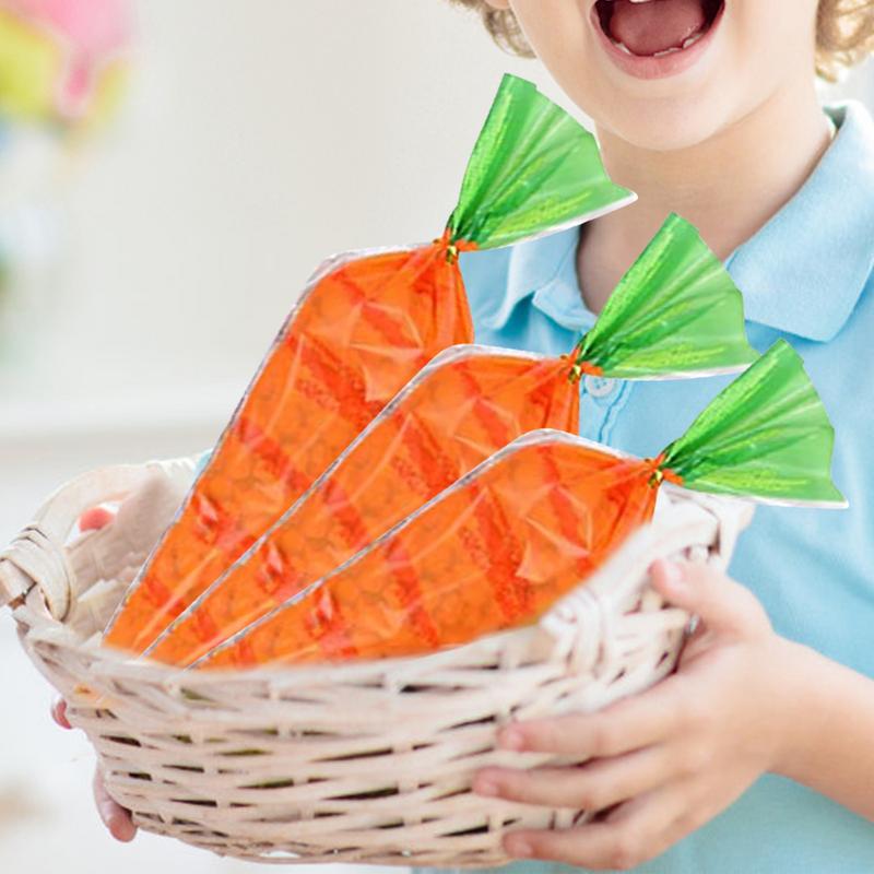 Carrot-Shaped Goody Bags 20X Easter Candy Treat Cone Bags with Twist Ties Easter Candy Triangle Bags for Cookies Chocolates