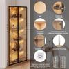 LED glass cabinet 62x35x160cm – oak exterior, light strip, dust-proof, tempered glass, corner cabinet with door – bookshelf, wine cabinet