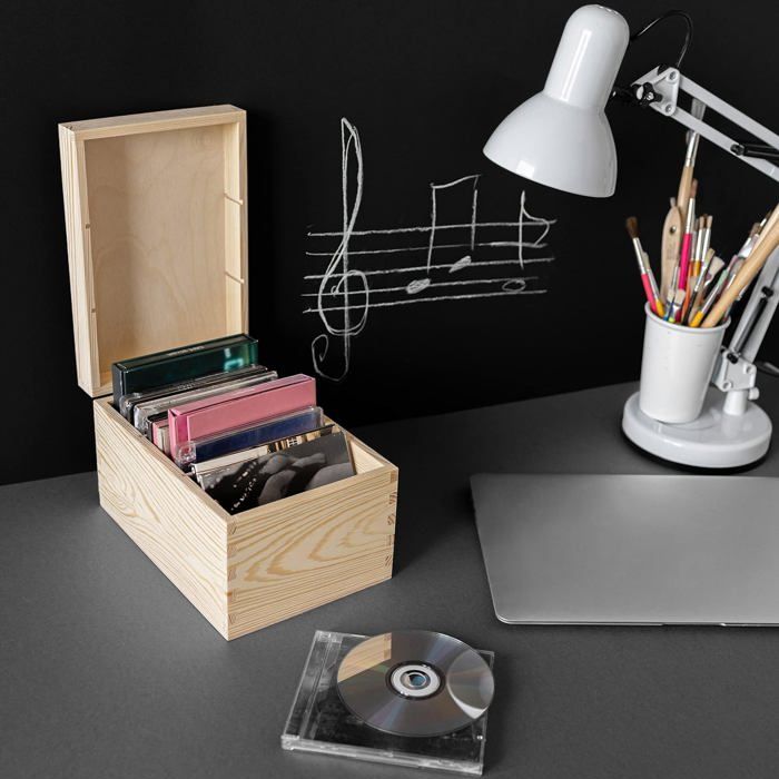 Boîte de Rangement - Creative Deco - Non Peinte - 16 x 24 x 14 cm - Bois - Mixte