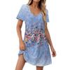 Женские модные повседневные платья с карманами и принтом в богемном стиле, пляжные платья с v-образным вырезом и короткими рукавами
