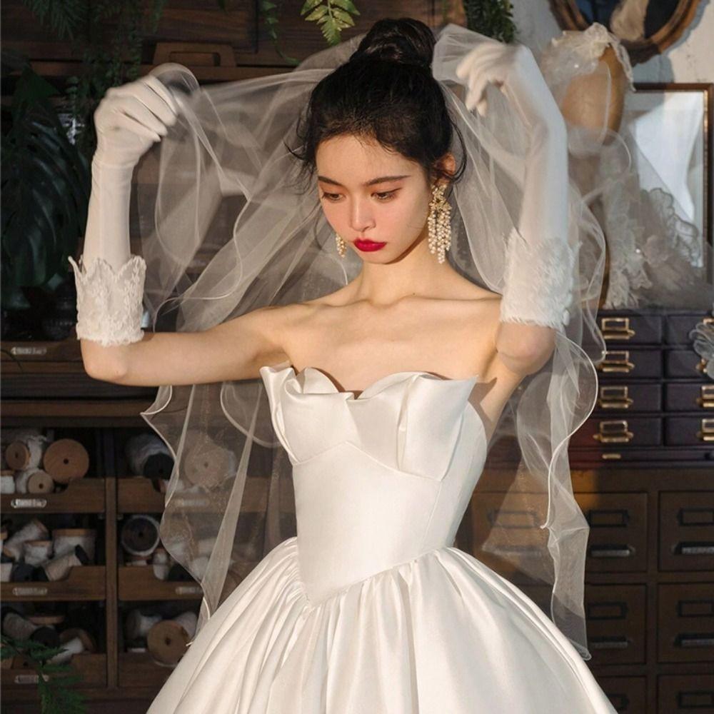 Двухслойные свадебные фаты короткая марля на голову невесты новая свадебная фата аксессуары для невесты