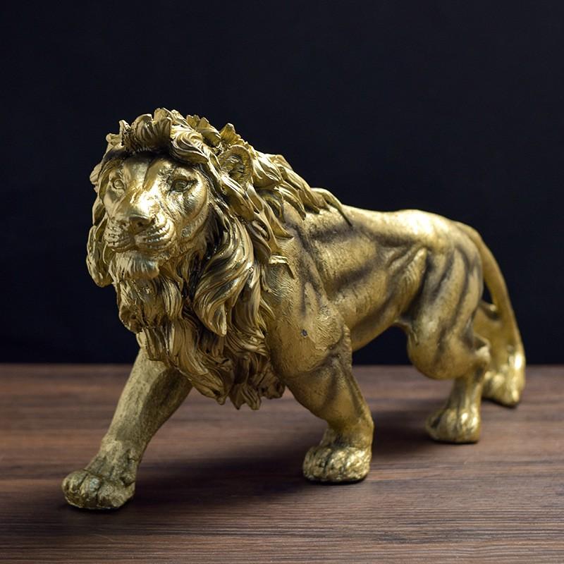 Resin Lion Sculpture Decorative Figurine Living Room Office Home Interior Art Statue