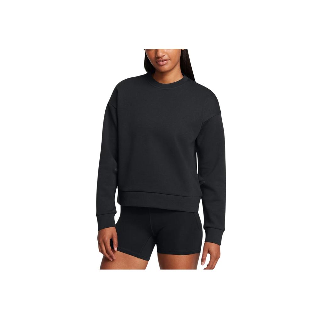 Under Armour Unstoppable Fleece Crew Fashion Loose Fit Round Neck Long Sleeve Sweatshirt Women Sweatshirt Black 1387883-001