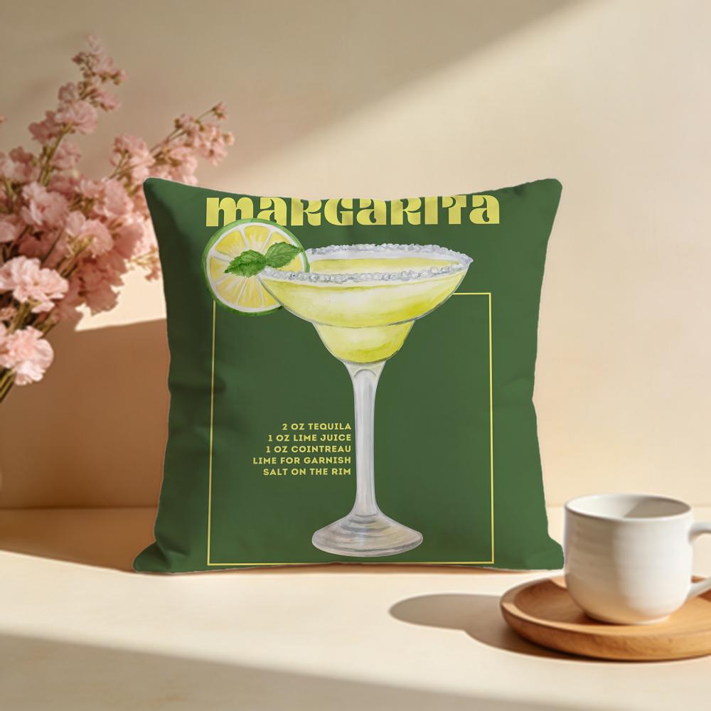 Hot MMargarita Cocktail Arted Cushion Cover Stylish Washable Pillow Cover Ideal for Couch Bedroom Car Decoration