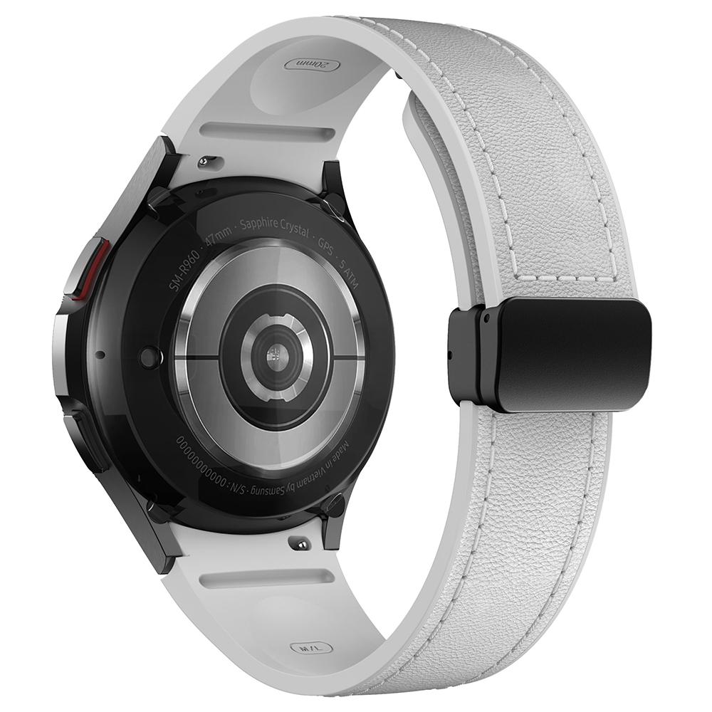 For Samsung Watch FE 40mm/Watch4 Classic Active/Watch 5/Watch6 Classic Silicone+Leather Band Smartwatch Strap