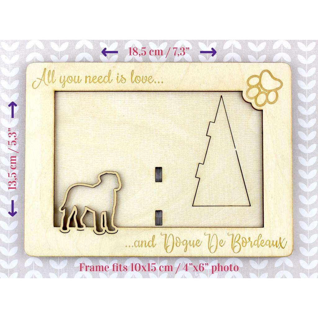 Dogue de Bordeaux, French Mastiff, Bordeauxdog - Photo frame, engraved wooden frame, a lovely gadget for the dog lover by Art-Dog