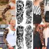 1 PC 480*170MM Full Arm Temporary Tattoo Sticker Sleeve Men Women Fashion Sexy Fake Tattoo Wolf  Lion Tiger Painting Tattoo Skull Angel Tattoo