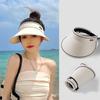 Summer Women'S Foldable Empty Top Sun Hat Outdoor Travel Beach Uv Protection Hats Trend Female Large Brim Visor Caps