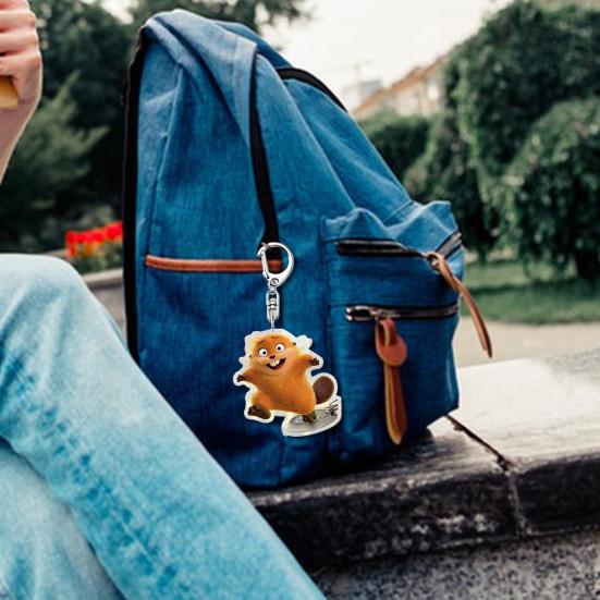1/6Pcs Keychain Transparent Acrylic Finish Lightweight Keychain Cartoon Beaver Design Expressive Character Key Holder Bags Phone