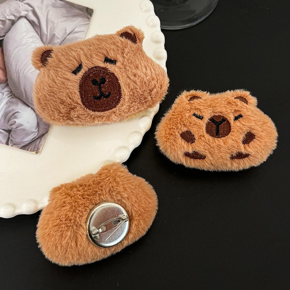 Мягкая брошь в виде молочно-желтого медведя - мультяшная кукла в подарок детям и детской одежде