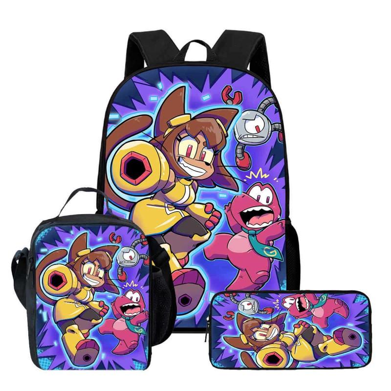 Kids School Backpack Set With Lunch Bag Pencil Case - Cartoon Print Lightweight Ergonomic Design Grades 1-2