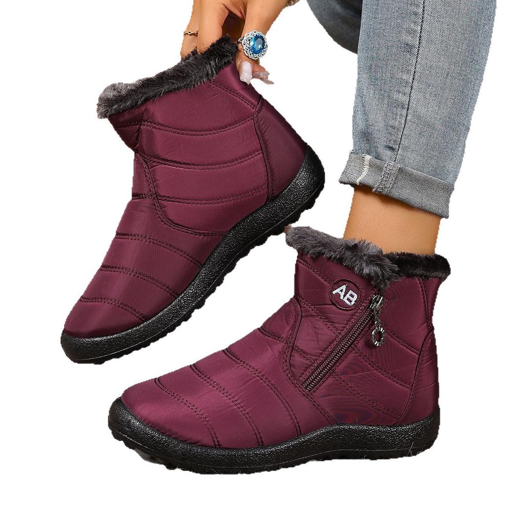 Women's Winter Faux Fur Lined Ankle Boots With Zipper Warm Waterproof Walking Snow Booties for Women Outdoor Comfortable Anti-Slip Short Boot Shoes