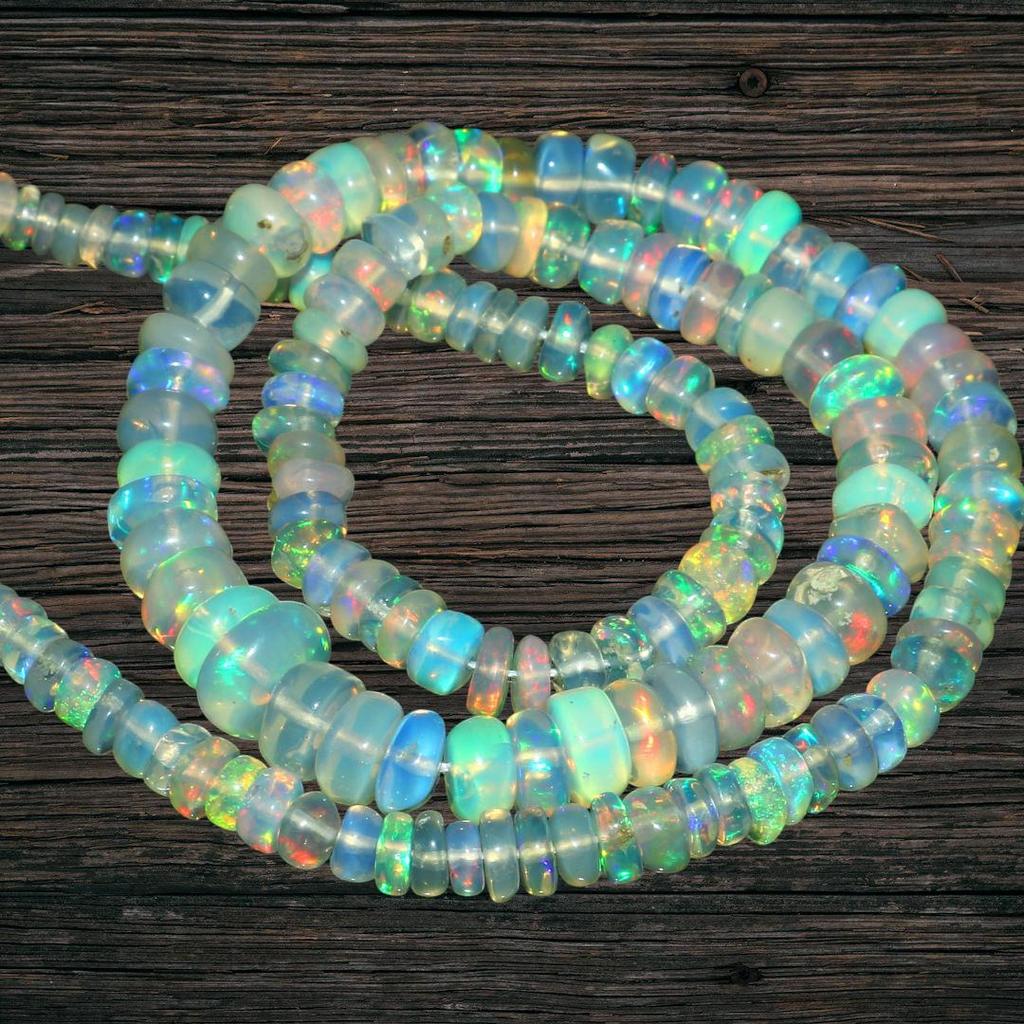 Удивительные блестящие бусины из эфиопского опала, бусины Multi Fire, бусины из натурального полированного опала, гладкие бусины Rondell из эфиопского опала.