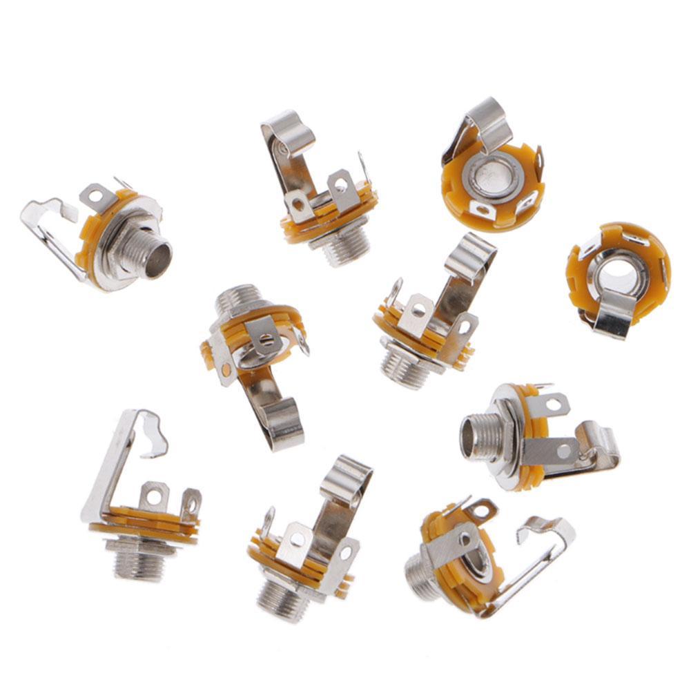 10Pcs 6.35mm / 6.5mm Plug Jack Audio Female Connector TS Panel Mono Panel Chassis Type Mount S Y9R2