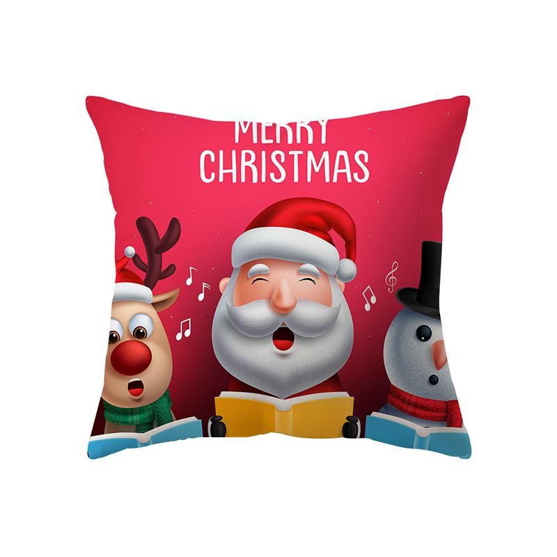 Santa Claus Christmas Theme Printed Pattern Cushion Cover Home Living Room Sofa Decoration Square Pillow Pillow Cover