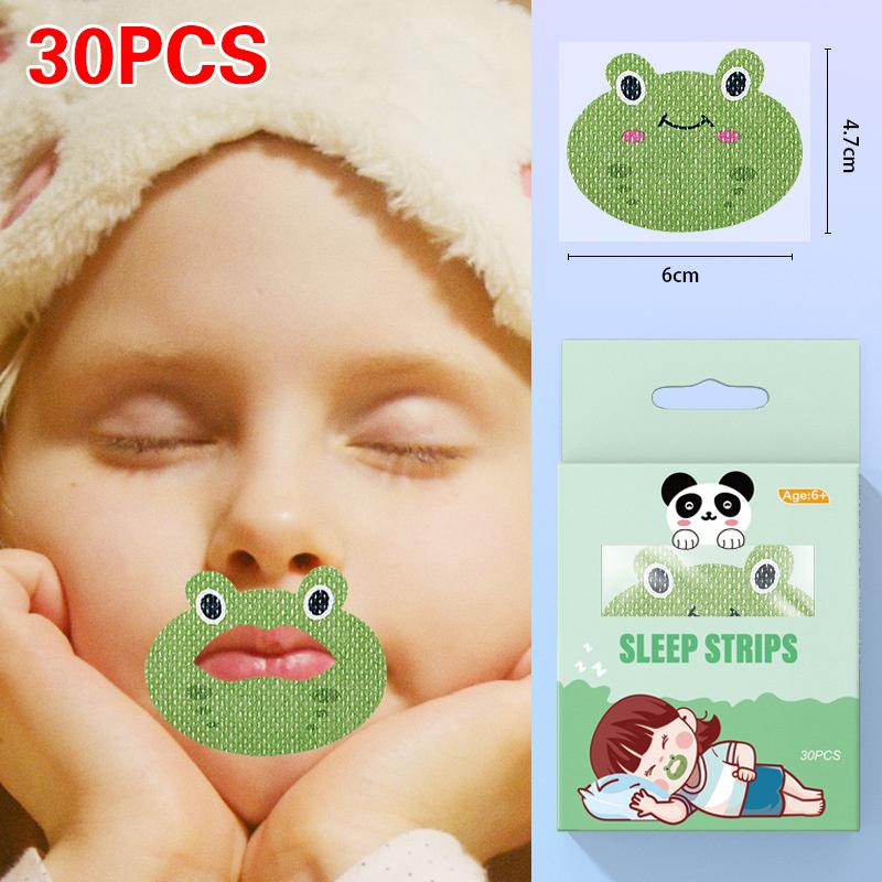 30Pcs Cartoon Anti-Snoring Stickers for Kids Sleeping Closed-Mouth Breathing Correction Nose Shaping Orthosis Tape 'Shut Up'