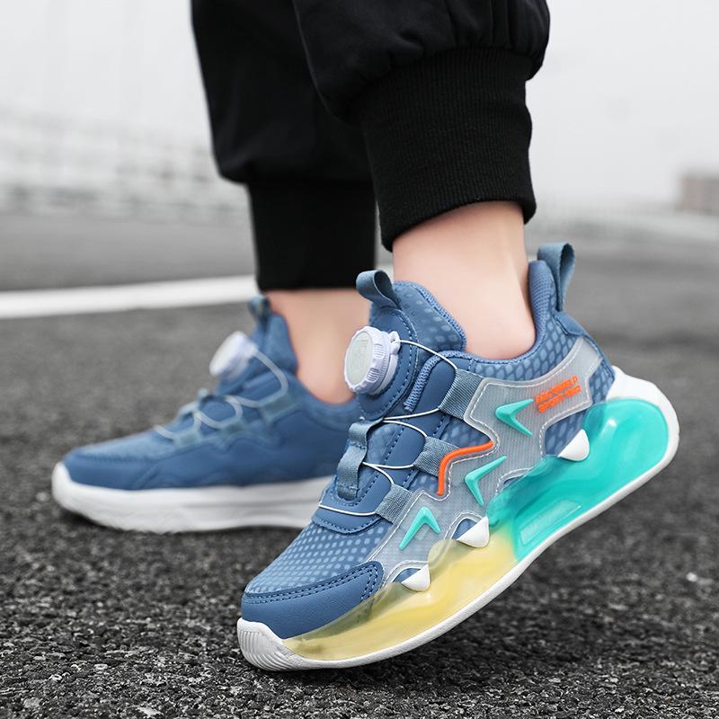 Children's Colorful Sports Shoes 2025 Boys Personalized Rotating Button Breathable Shoes Medium Older Children and Girls Outdoor Running Shoes