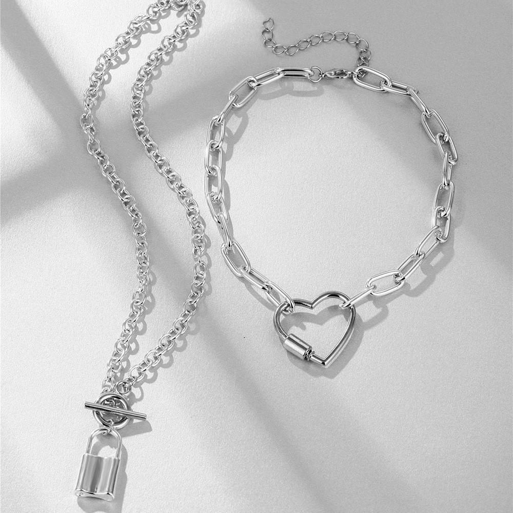 Stylish Multi-layer Silver Heart Lock Necklace For Women Perfect For Fashion Lovers And Gifts