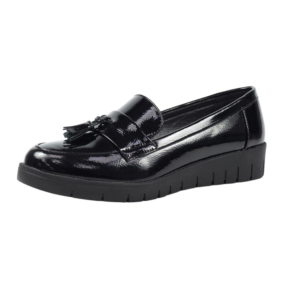 Lunar Womens/Ladies Vella Patent Faux Leather Loafers