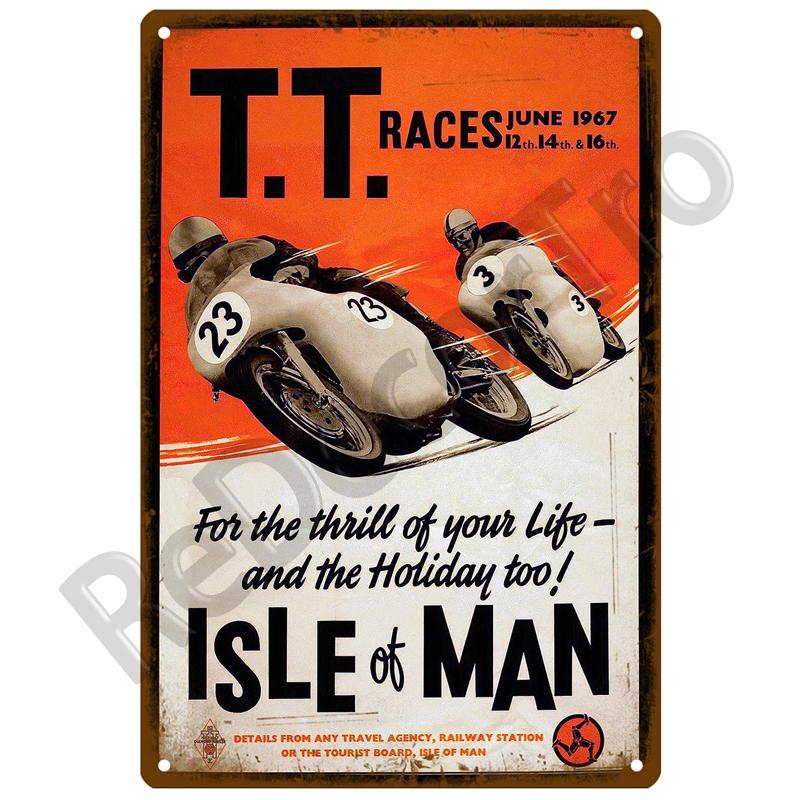 TT Races Vintage Wall Poster Vintage Retro Wall House Restaurant Decoration Plaque Metal Wall Decor Art Metal Sign Tin Sign ISLE