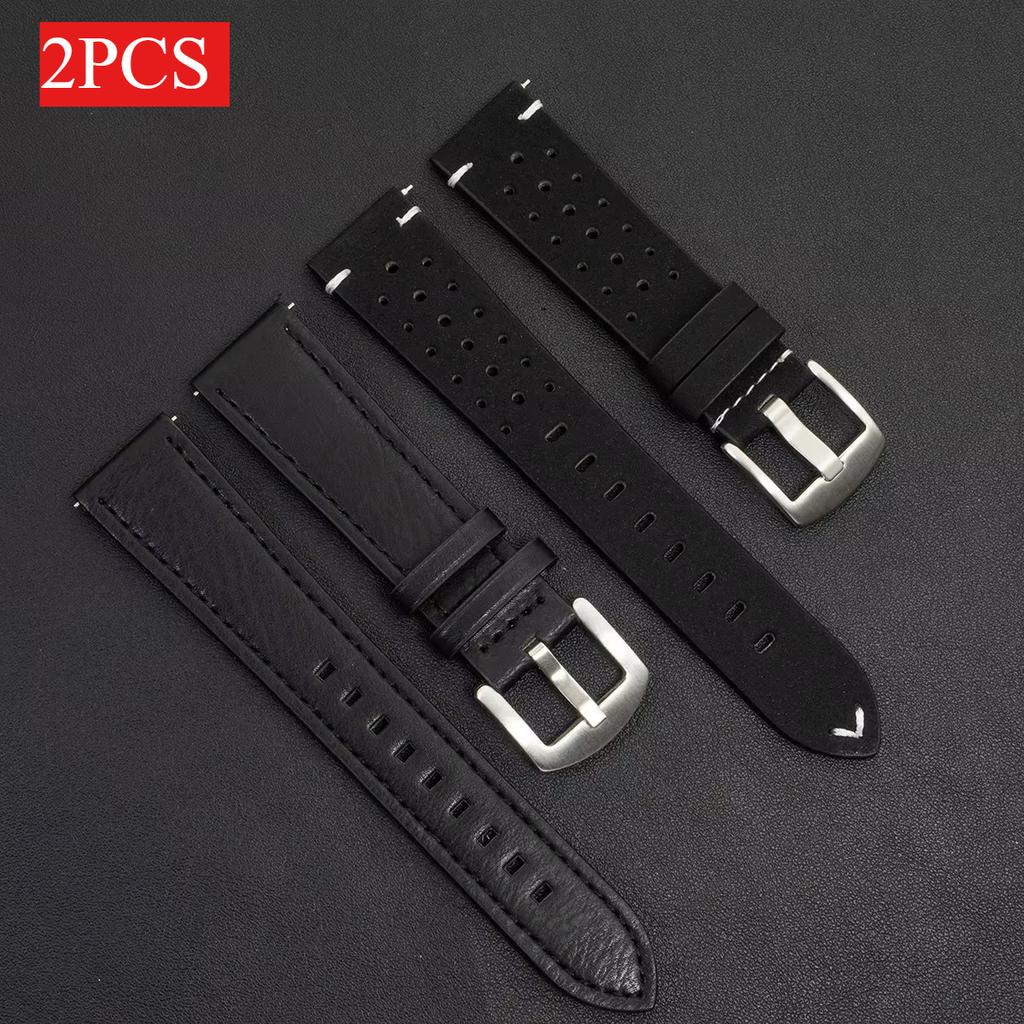 2 шт. 20 мм кожаный дышащий ремешок для Samsung Galaxy Watch 7 6 5 4 40/44 мм 6Classic 5Pro 22 мм ремешок для Huawei GT5 3 4Pro ремешок для часов