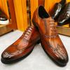 Модная Роскошная Мужская Обувь для Платья Натуральная Кожа Броги Мысок-Крыло Оксфорды Черные Коричневые На Шнуровке Деловая Свадебная Формальная Мужская Обувь