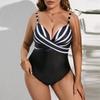 Большой размер Полосатый купальник Боди Женский Сексуальный Пуш-ап С подкладкой Бикини Купальный костюм Комплект Облегающий Майка Пляжная одежда Для женщин EMA