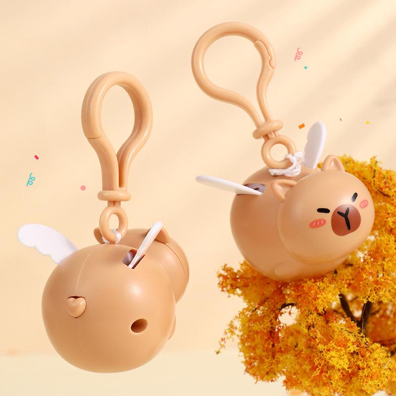 1Pc Cartoon Kapibala Wings Keychain Will Fly Wings Kapibala Creative Accessories Key Rings Bag Pendant Elastic Stretch Keychain