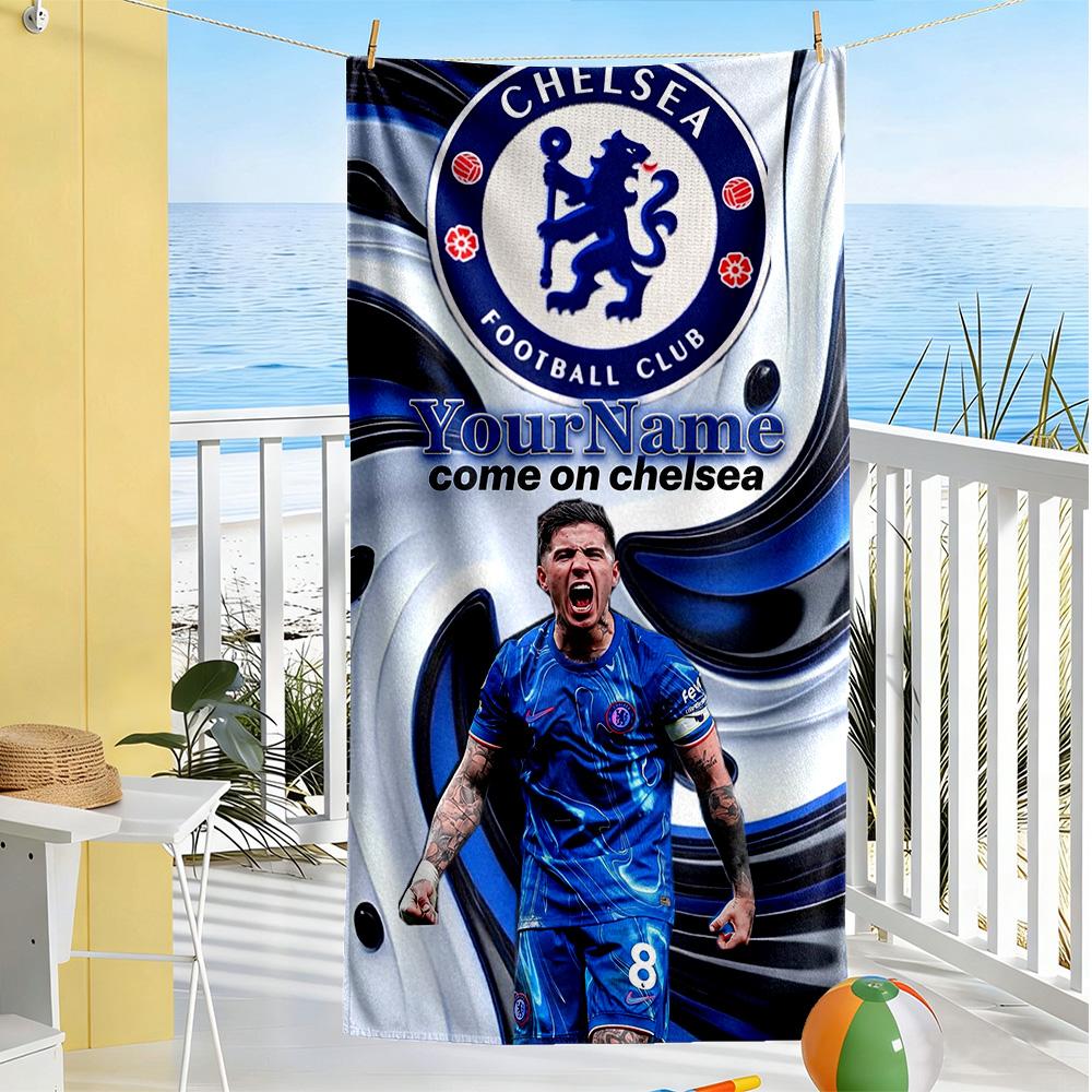 Chelsea Personalized Text Beach Towel Soft Durable Quick-Dry Suitable for Swimming Gym Camping Yoga Vacation
