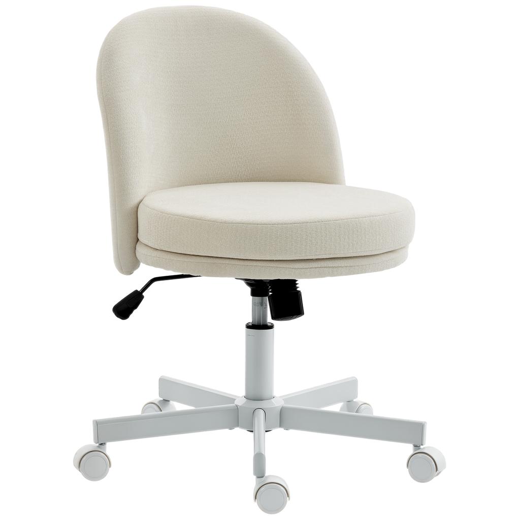 Home Office Chair Height-Adjustable Desk Chair with Chenille Look, Vanity Chair with Rocking Function Cream