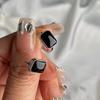 100%  Стерлинговое Серебро 925 Пробы Кольца Простые Модные Ракушка Черный Агат Драгоценный Камень  для Женщин Вечеринка Годовщина Изящные Украшения Подарок