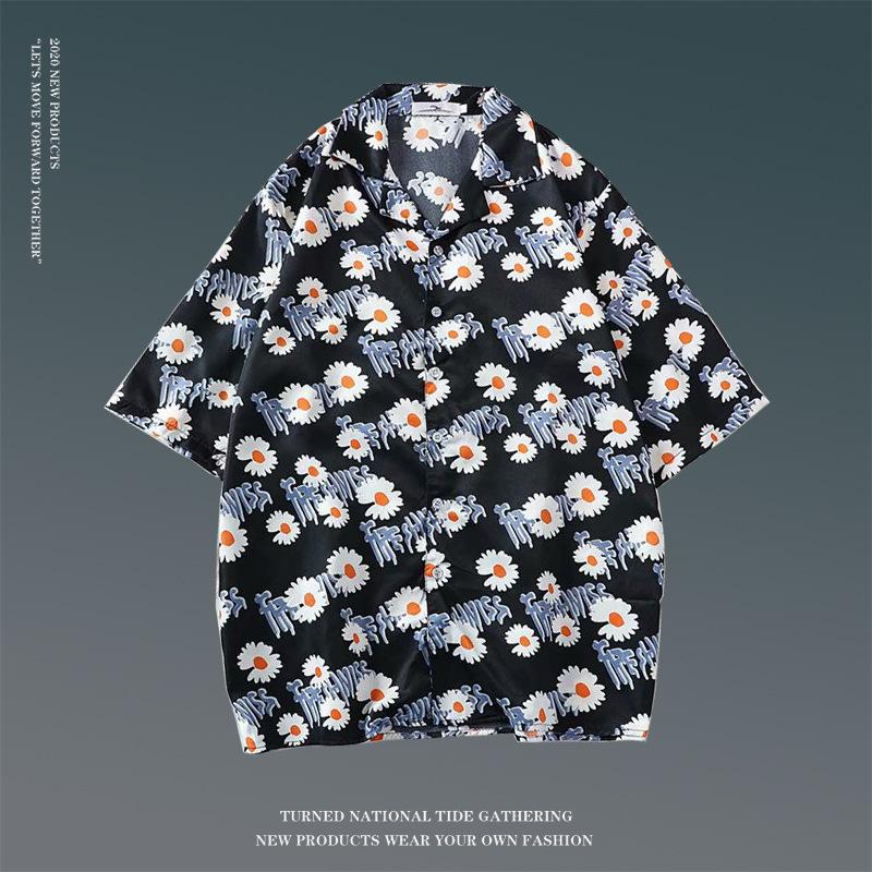 Мужская повседневная Гавайская мода на отдых на море с изысканным цветочным узором и принтом, свободная рубашка с короткими рукавами в стиле ретро с лацканами