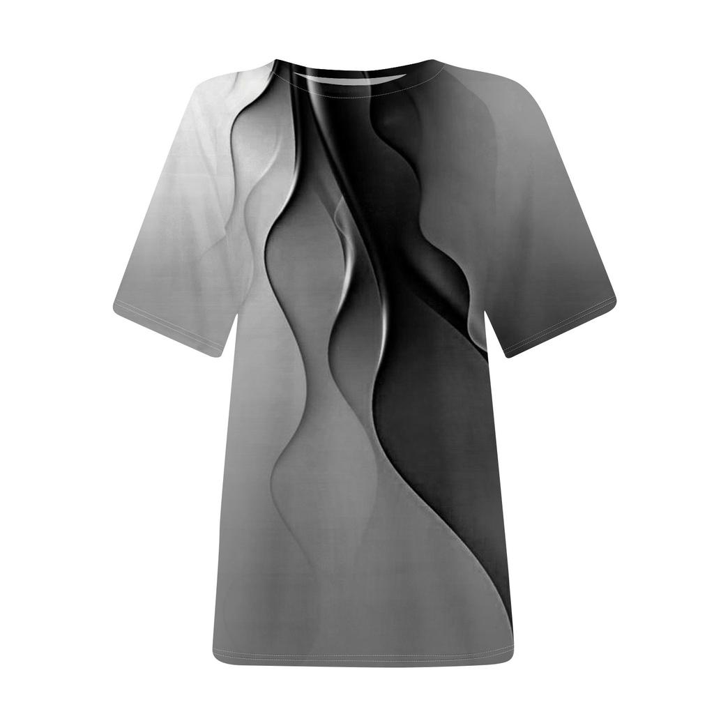 Women's Short Sleeve T Shirts Round Neck Tunic Tops Tees Blouses Loose Fit T-Shirts